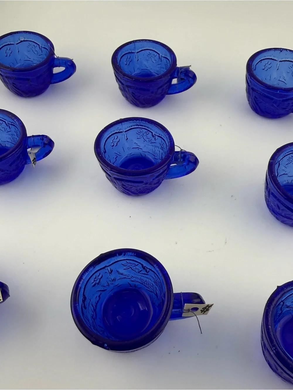 Vintage 16 miniature cobalt blue glass cups Excellent condition